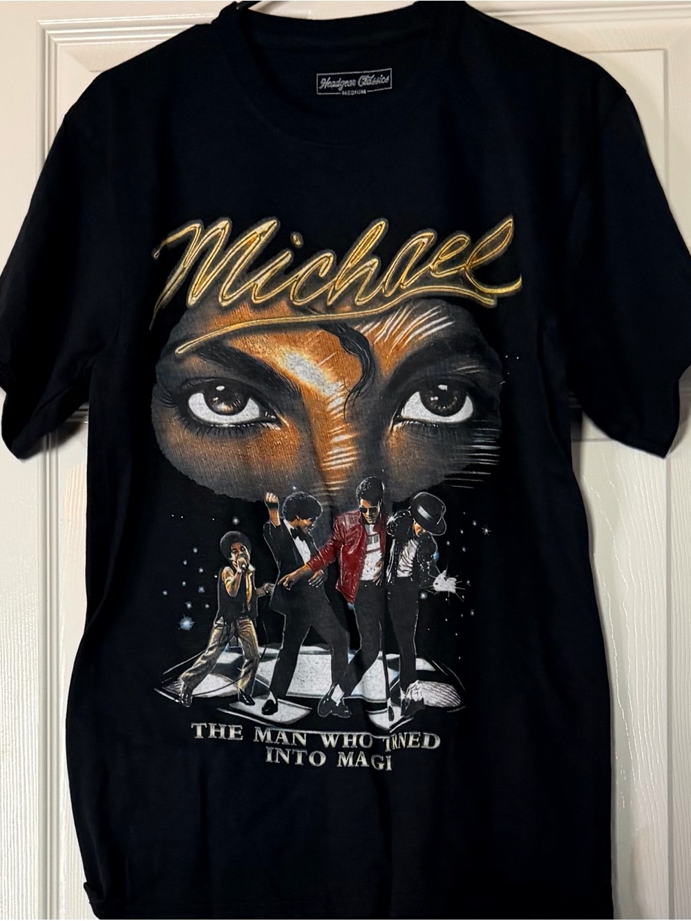 Michaels Black Graphic Tee with Gold and Brown Artwork